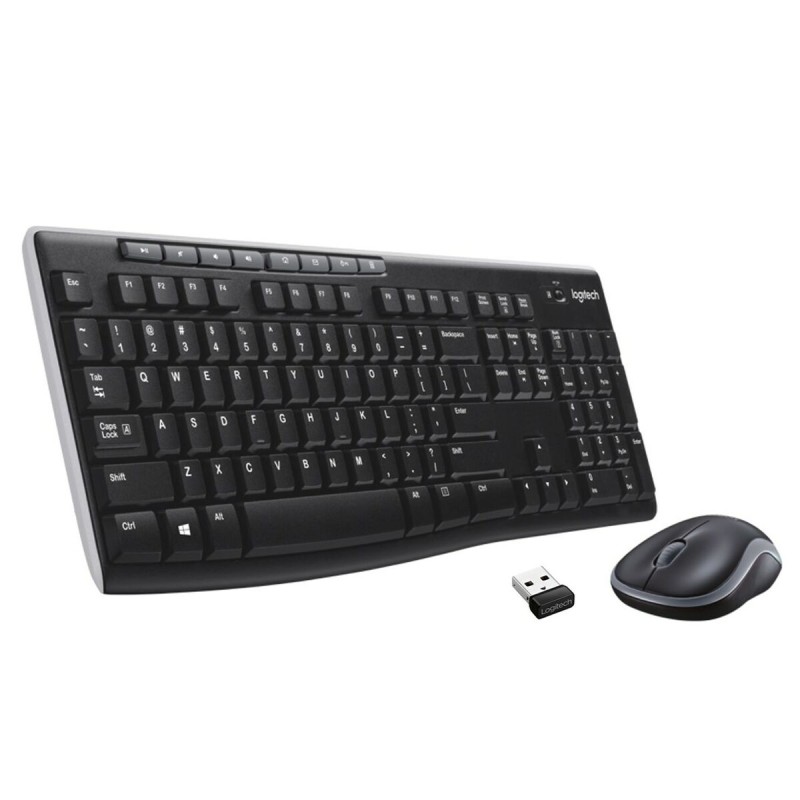 Tastiera e Mouse Wireless Logitech MK270 Nero Argentato Qwerty US Tastiera e Mouse Wireless Logitech MK270 Nero Argentato Qwerty US