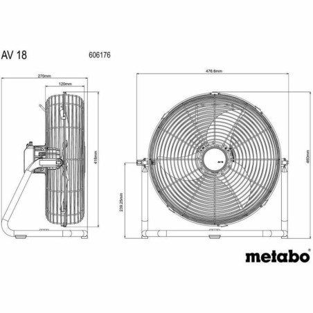 Ventilatore da Terra Metabo AV 18 Bianco