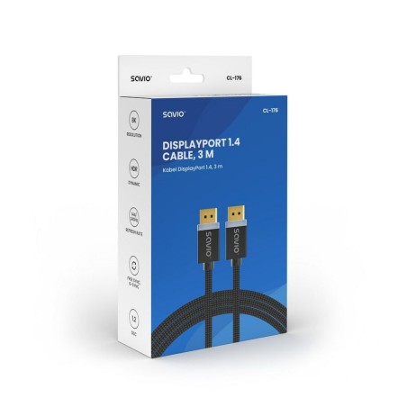 Cavo DisplayPort Savio CL-176 Nero 3 m