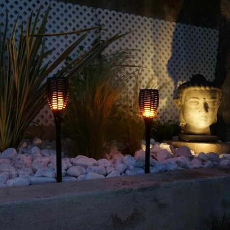 Set di torce solari da giardino Lumi Garden Maity Sun Mini Nero Plastica 70 cm (2 Unità)