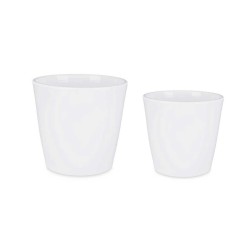 Set di Vasi Ibergarden LINCE-22-28-B Bianco Argilla Ø 22 cm Ø 28 cm 2 Pezzi