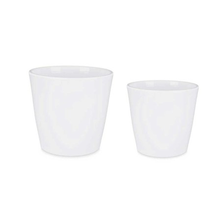 Set di Vasi Ibergarden LINCE-22-28-B Bianco Argilla Ø 22 cm Ø 28 cm 2 Pezzi