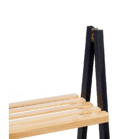 Scaffale da Bagno Berilo WR5504-3-430 Nero Naturale 40,3 x 81,5 x 30 cm