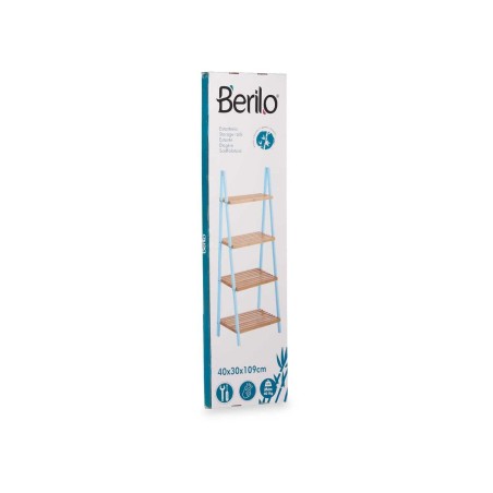 Scaffale da Bagno Berilo WR5504-4-428 Azzurro Naturale 40 x 109,3 x 30 cm