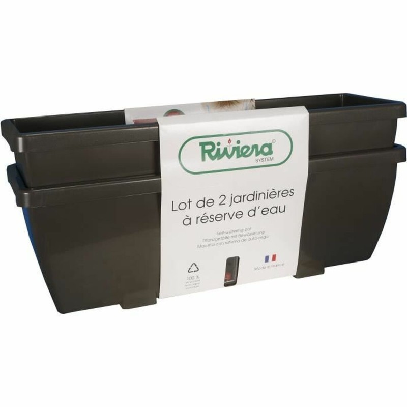 Vaso Riss RIV3580796587765 Grigio Resina Rettangolare (2 Unità) Vaso Riss RIV3580796587765 Grigio Resina Rettangolare (2 Unità)