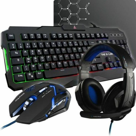 Tastiera e Mouse The G-Lab Combo Argon AZERTY Nero Francese AZERTY