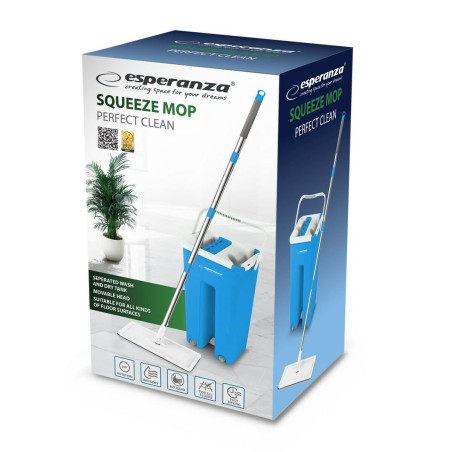 Mop with Bucket Esperanza EHS004 Azzurro Bianco Microfibra