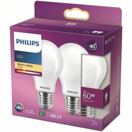 Lampadina LED Philips Classic Standard 60 W Bianco E E27 (2700 K) (2 Unità)