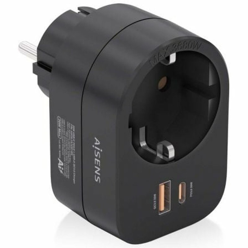 Scatola di fusibili Aisens ASPS-1A1C07-BK Nero 3680 W Scatola di fusibili Aisens ASPS-1A1C07-BK Nero 3680 W