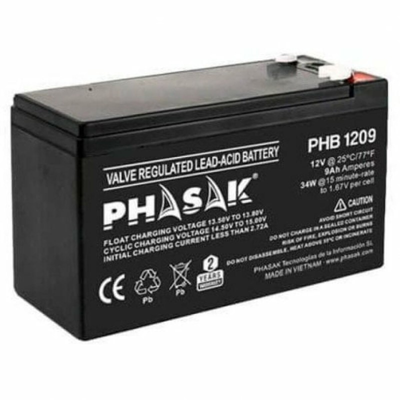 Batteria per Gruppo di Continuità UPS Phasak PHB 1209 12 V Batteria per Gruppo di Continuità UPS Phasak PHB 1209 12 V