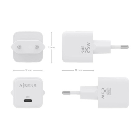 Caricabatterie da Parete Aisens ASCH-25W1P012-W Bianco 25 W (1 Unità)