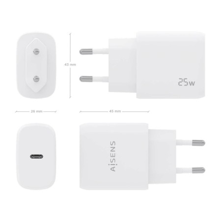 Caricabatterie da Parete Aisens A110-0756 Bianco 25 W (1 Unità)