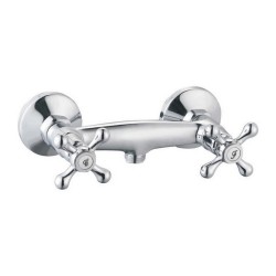 Rubinetto Bimando Rousseau Beverley Grigio Metallo Ottone 15 cm Doccia