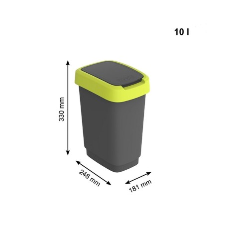 Secchio della spazzatura Rotho Twist Lime Plastica 10 L