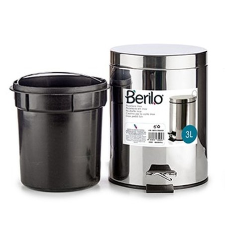 Cestino a pedale Argentato Acciaio inossidabile Plastica 3 L (6 Unità)