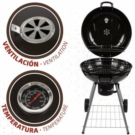 Barbecue a Carboni con Ruote Aktive Textilene 57 x 86 cm Nero