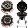 Barbecue a Carboni con Ruote Aktive Textilene 57 x 86 cm Nero