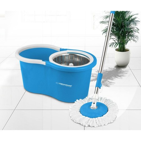Mop with Bucket Esperanza EHS006 Azzurro Bianco Microfibra