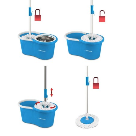 Mop with Bucket Esperanza EHS006 Azzurro Bianco Microfibra
