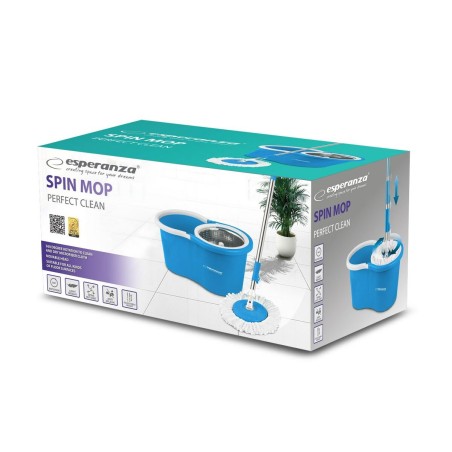 Mop with Bucket Esperanza EHS006 Azzurro Bianco Microfibra