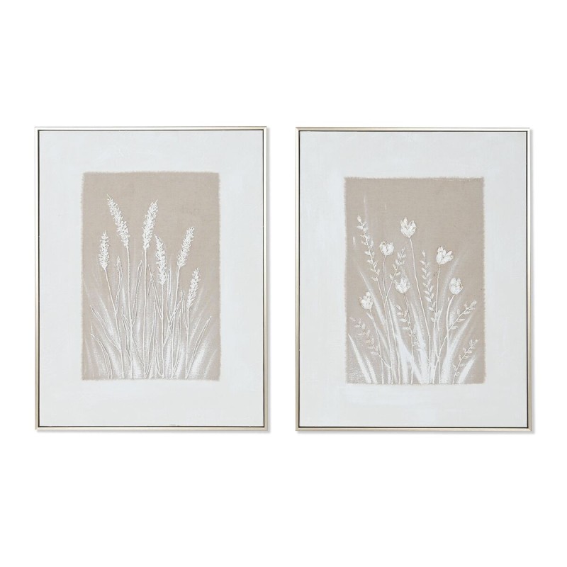 Tela Home ESPRIT Bianco Beige Fiori Scandinavo 62 x 4,5 x 82 cm (2 Unità) Tela Home ESPRIT Bianco Beige Fiori Scandinavo 62 x 4,5 x 82 cm (2 Unità)