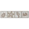 Tela Home ESPRIT Bianco Naturale Mediterraneo Marino 40 x 3 x 40 cm (4 Unità)