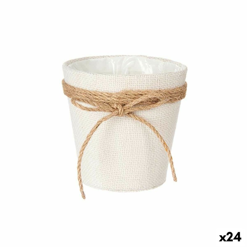 Vaso Ibergarden WY18-71 Bianco Marrone Stoffa Corda Plastica Fiocco 14 x 12,5 x 14 cm 14 x 14 x 14 cm (24 Unità) Vaso Ibergarden WY18-71 Bianco Marrone Stoffa Corda Plastica Fiocco 14 x 12,5 x 14 cm 14 x 14 x 14 cm (24 Unità)