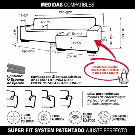 Rivestimento per chaise longue con braccio lungo a destra Sofaskins NIAGARA 210 - 340 cm