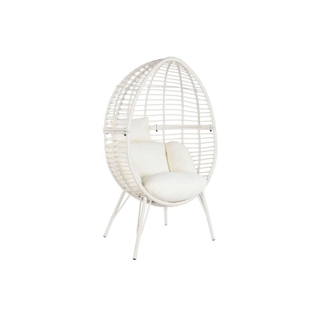 Poltrona da giardino DKD Home Decor 90 x 65 x 151 cm Metallo rattan sintetico Bianco