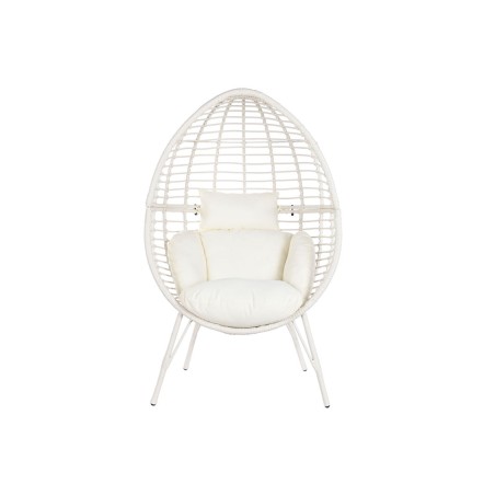 Poltrona da giardino DKD Home Decor 90 x 65 x 151 cm Metallo rattan sintetico Bianco