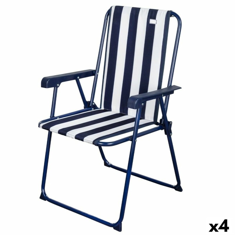 Sedia Pieghevole Aktive A strisce Bianco Blu Marino 43 x 85 x 47 cm (4 Unità) Sedia Pieghevole Aktive A strisce Bianco Blu Marino 43 x 85 x 47 cm (4 Unità)