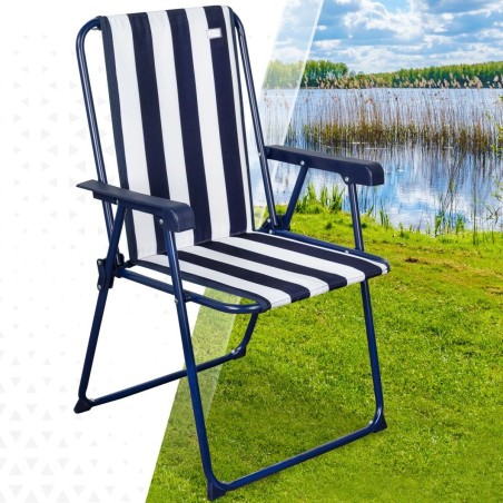 Sedia Pieghevole Aktive A strisce Bianco Blu Marino 43 x 85 x 47 cm (4 Unità)