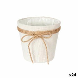 Vaso Ibergarden 86449 Bianco Marrone Stoffa Fiocco 16 x 15 x 16 cm (24 Unità)