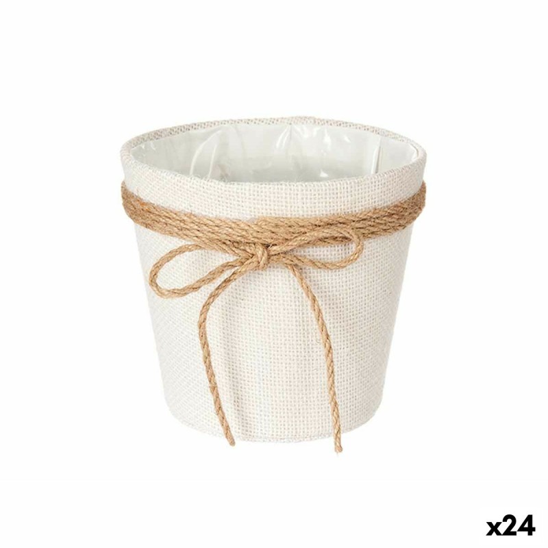 Vaso Ibergarden 86449 Bianco Marrone Stoffa Fiocco 16 x 15 x 16 cm (24 Unità) Vaso Ibergarden 86449 Bianco Marrone Stoffa Fiocco 16 x 15 x 16 cm (24 Unità)