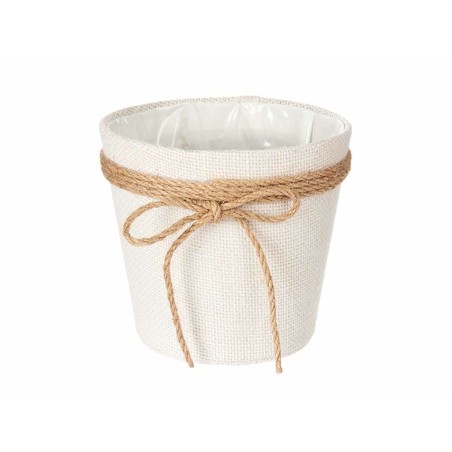 Vaso Ibergarden 86449 Bianco Marrone Stoffa Fiocco 16 x 15 x 16 cm (24 Unità)