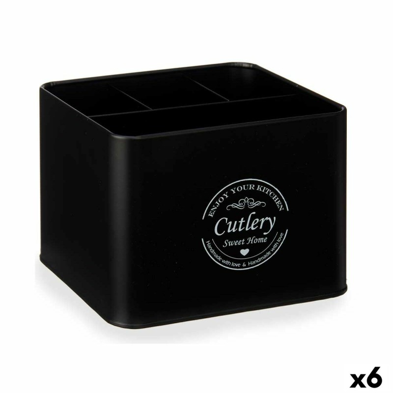 Cestino Multiuso Posate Nero Metallo 18 x 13,3 x 15,3 cm (6 Unità) Cestino Multiuso Posate Nero Metallo 18 x 13,3 x 15,3 cm (6 Unità)