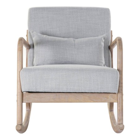 Sedia a Dondolo DKD Home Decor Grigio Naturale Grigio chiaro Lino Legno d'albero della gomma 66 x 88 x 78 cm