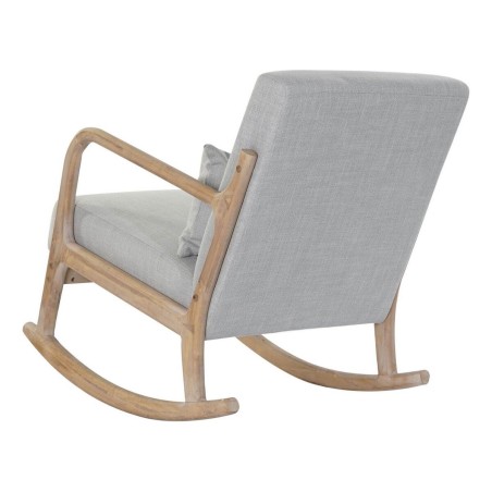 Sedia a Dondolo DKD Home Decor Grigio Naturale Grigio chiaro Lino Legno d'albero della gomma 66 x 88 x 78 cm