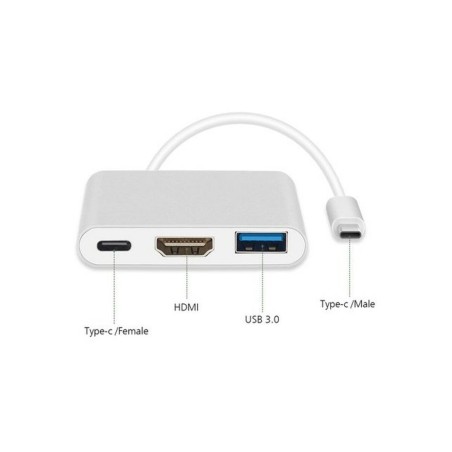 Hub USB-C 3 Porte MacLean MCTV-840 Argentato
