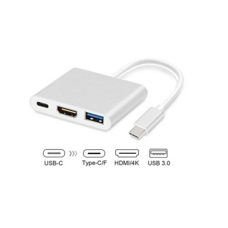 Hub USB-C 3 Porte MacLean MCTV-840 Argentato