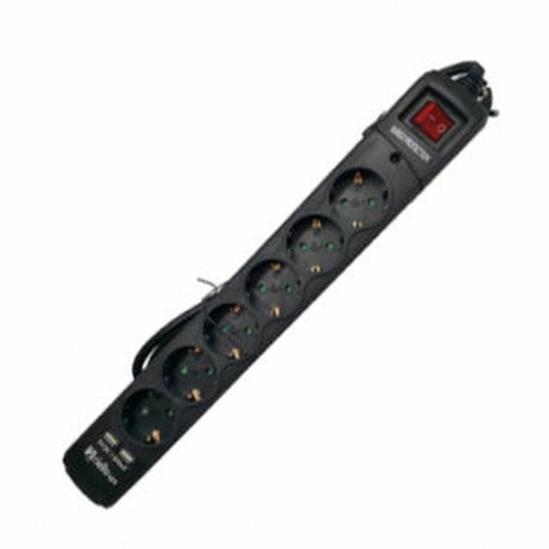 Multipresa 6 Prese con Interruttore Riello THUNDER 6002 USB Nero Multipresa 6 Prese con Interruttore Riello THUNDER 6002 USB Nero