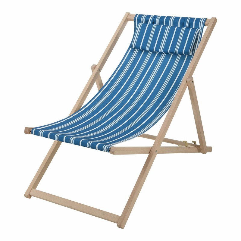 Sedia Pieghevole con Poggiatesta Legno Stoffa 97 x 56 x 85 cm