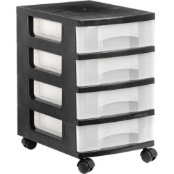 Cassettiera Archivo 2000 Con ruote Trasparente Nero polipropilene 39 x 29 x 48 cm