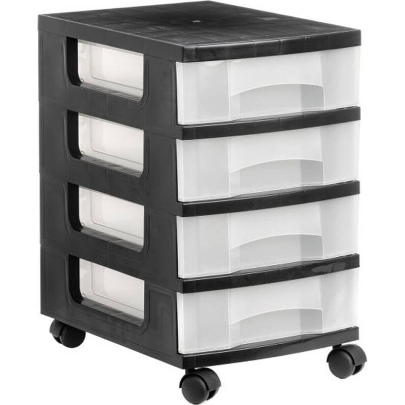Cassettiera Archivo 2000 Con ruote Trasparente Nero polipropilene 39 x 29 x 48 cm Cassettiera Archivo 2000 Con ruote Trasparente Nero polipropilene 39 x 29 x 48 cm