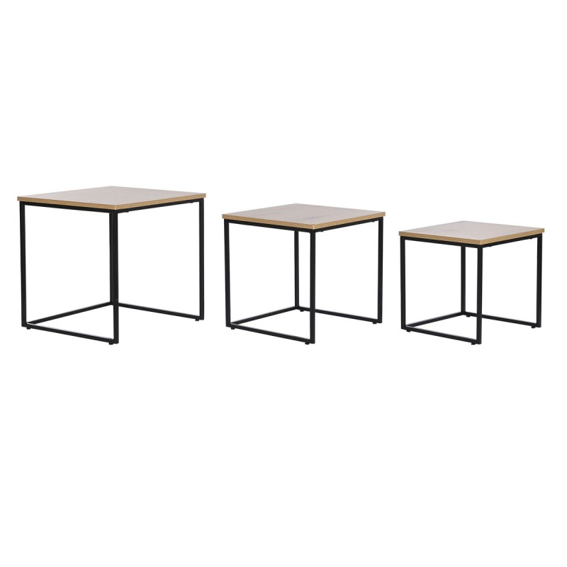 Set di 3 tavoli DKD Home Decor Nero Metallo 45 x 45 x 45 cm Legno MDF Set di 3 tavoli DKD Home Decor Nero Metallo 45 x 45 x 45 cm Legno MDF