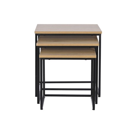 Set di 3 tavoli DKD Home Decor Nero Metallo 45 x 45 x 45 cm Legno MDF