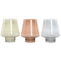 Vaso Home ESPRIT Azzurro Verde Ambra Cristallo Moderno 14,5 x 14,5 x 18 cm (3 Unità)