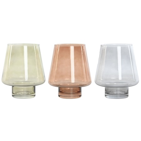 Vaso Home ESPRIT Azzurro Verde Ambra Cristallo Moderno 14,5 x 14,5 x 18 cm (3 Unità)