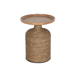 Tavolo aggiuntivo Home ESPRIT Marrone Chiaro Corda Abete 44 x 44 x 56 cm