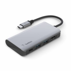 Hub USB 4 Porte Belkin AVC006btSGY Grigio Nero Argentato Alluminio